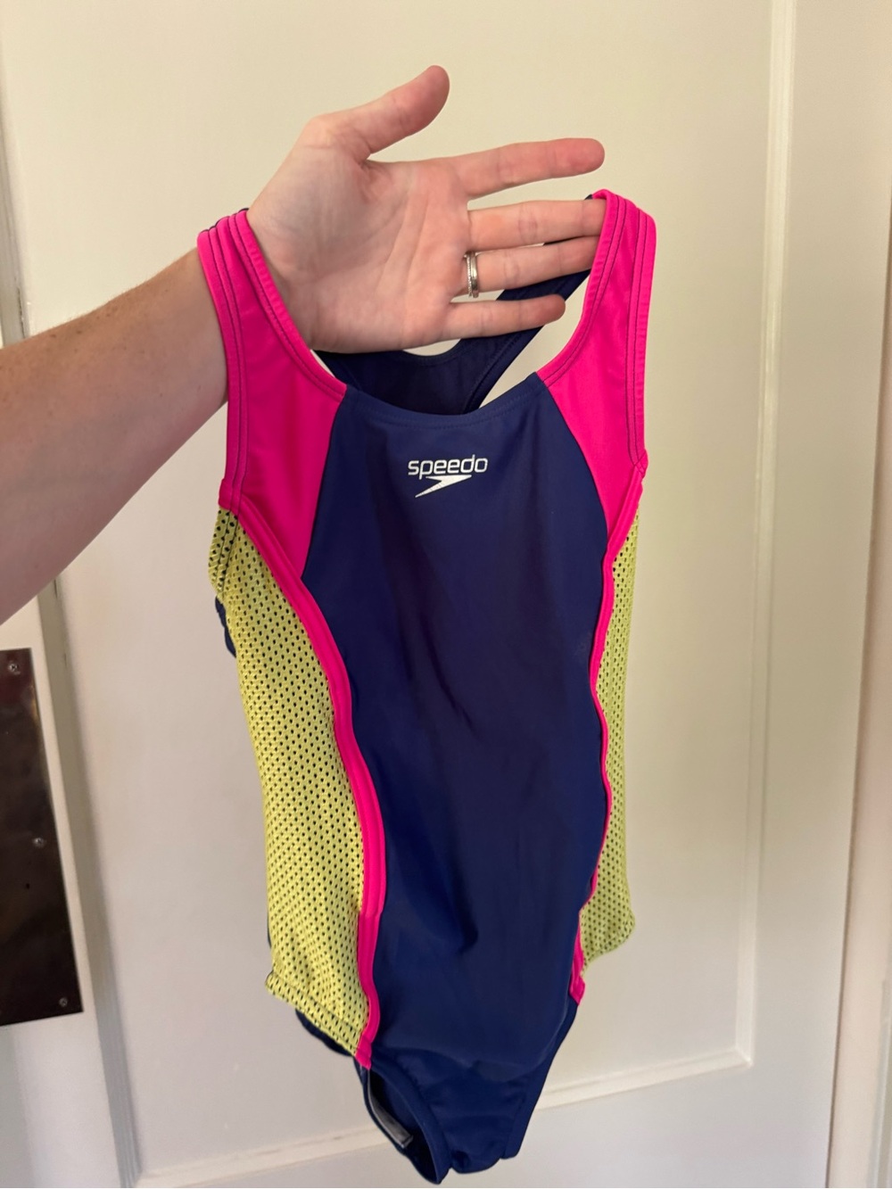 Speedo Navy, Hot Pink & Yellow Girls' One-Piece Swimsuit